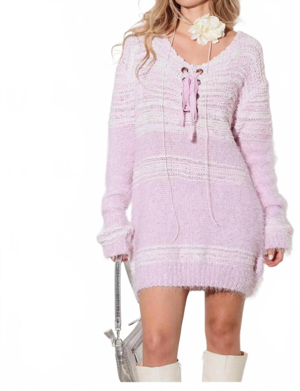 NEW THINKABLE christy tunic sweater dress in light pink